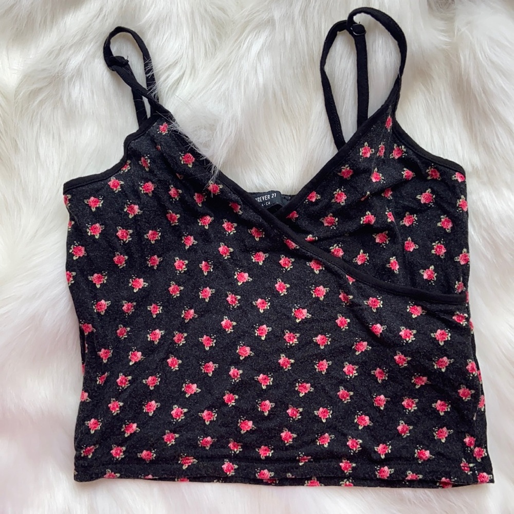 Forever 21 Floral Cropped Cami / with adjustable straps